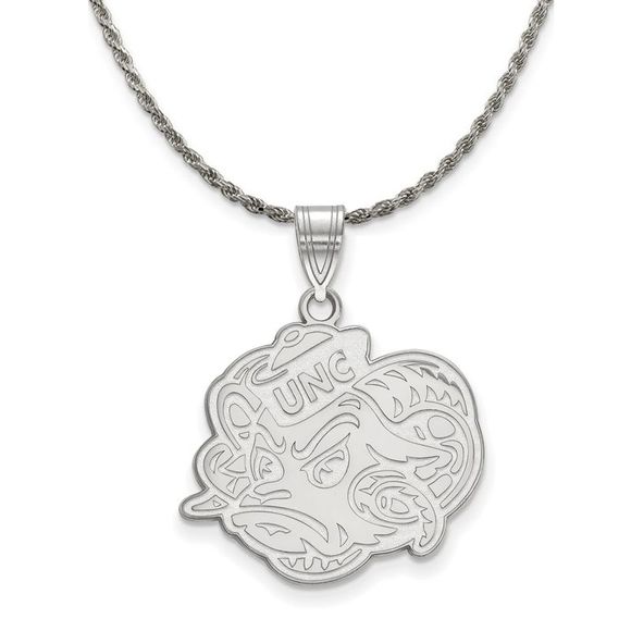 Sterling Silver North Carolina Large Logo Pendant Necklace - 22 In